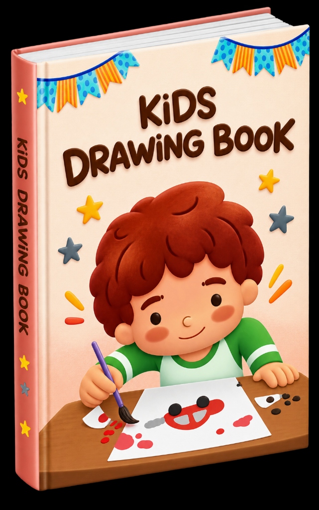 Kids Drawing Book Animals 3D Book Mockup
